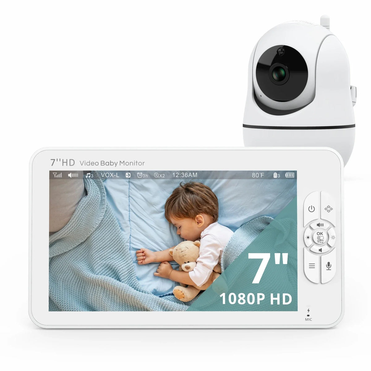 7" HD Video Baby Monitor with 1080P Camera