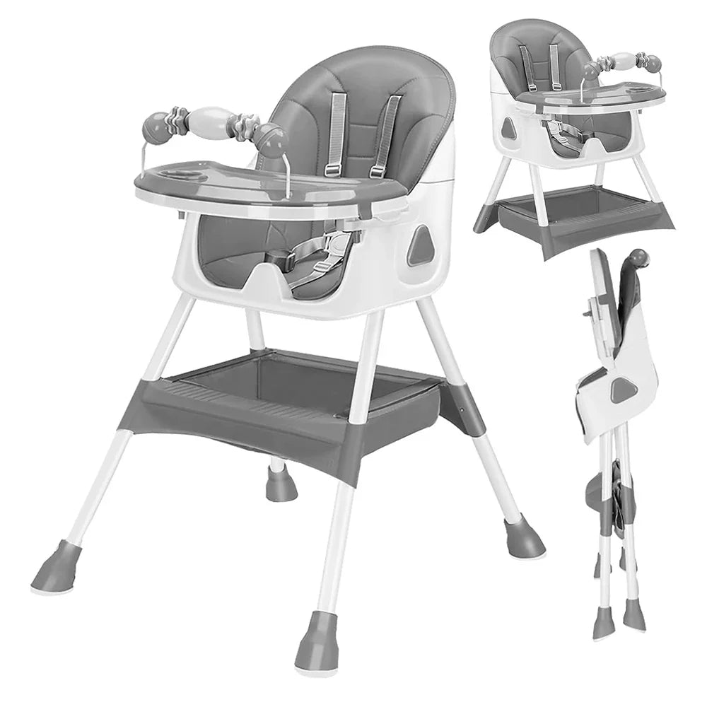 Convertible Baby High Chair with Tray and Storage