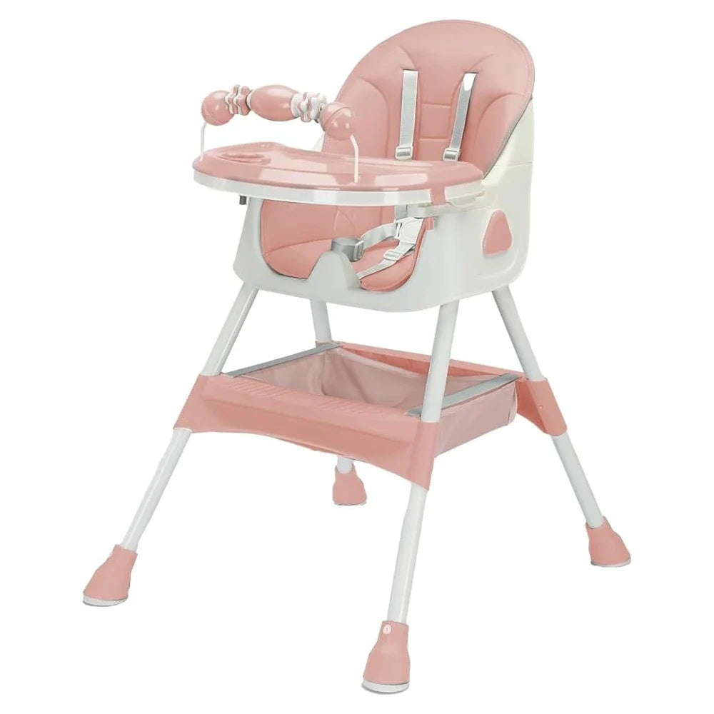 Convertible Baby High Chair with Tray and Storage